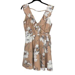 Lost +‎ Wander Floral Wrap Mini Dress Tan L